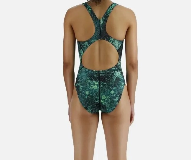 TYR Diploria Maxfit Women’s 30(XS) 1Pc Athletic Swimsuit Green Black Racerback