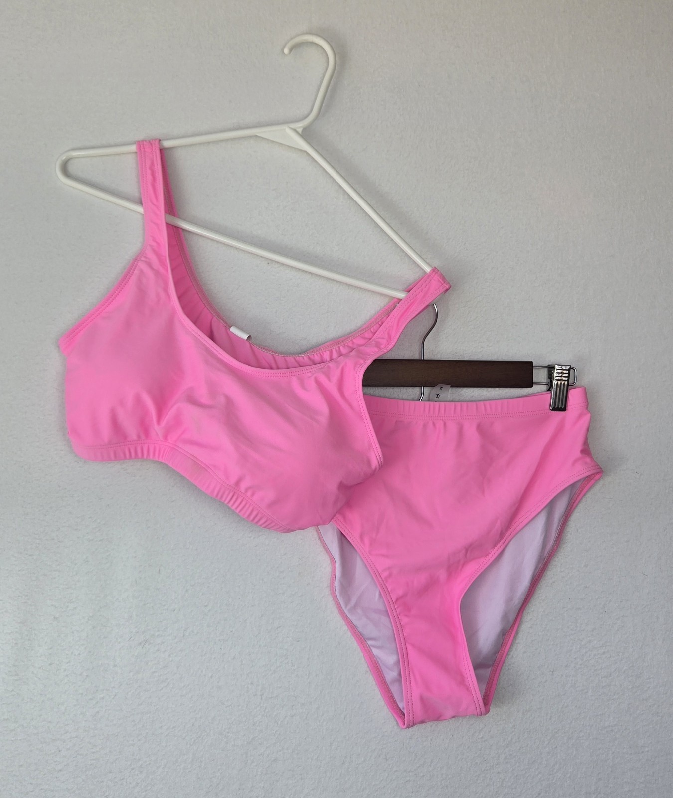 NWT Tempt Me High Waisted Bikini Swimsuit Sporty Two Piece Pink Size Medium