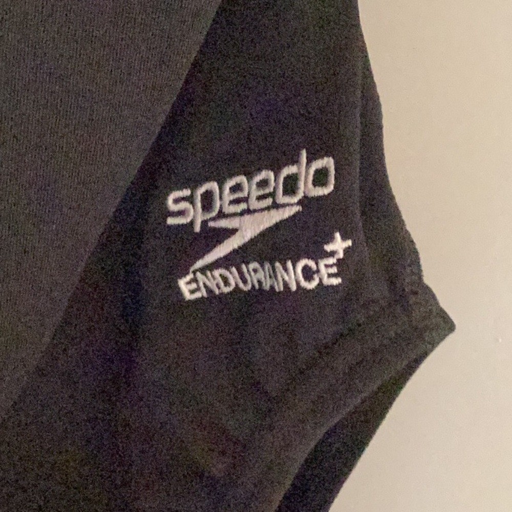 NWT Speedo Endurance+ Solid Flyback Training Size 12/38 Swimsuit Team Black