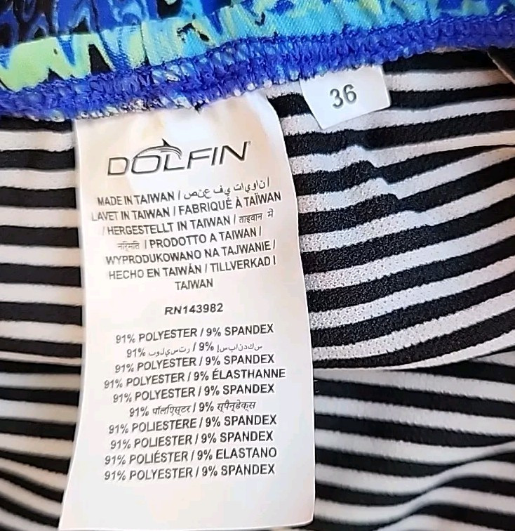 Dolfin Uglies Womens Racerback Swimsuit Size 36 Blue Multicolor One Piece Swim