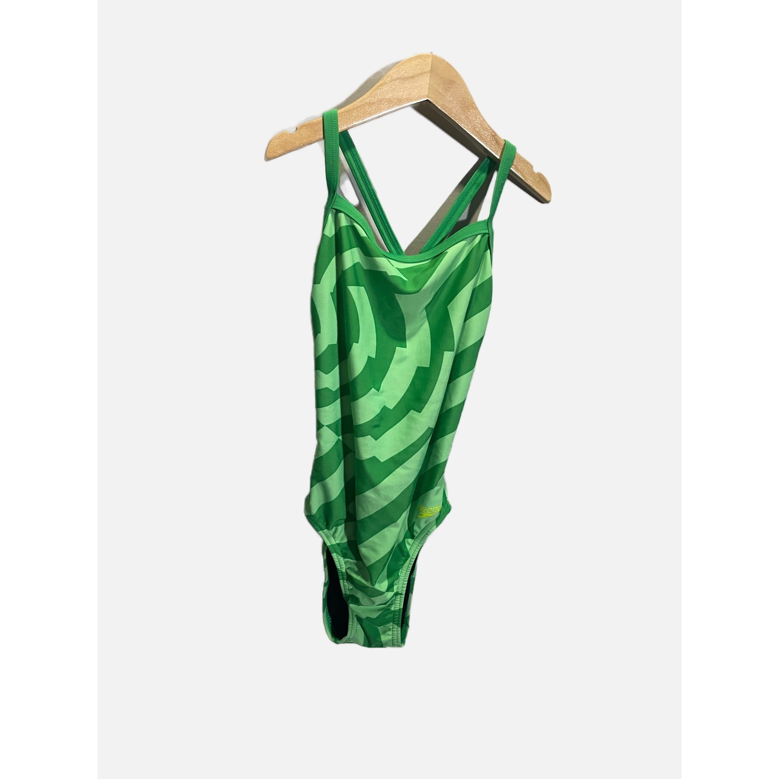 Speedo One Piece Swimsuit Womens 30 Green Pro LT Geometric Athletic Swim Trainin