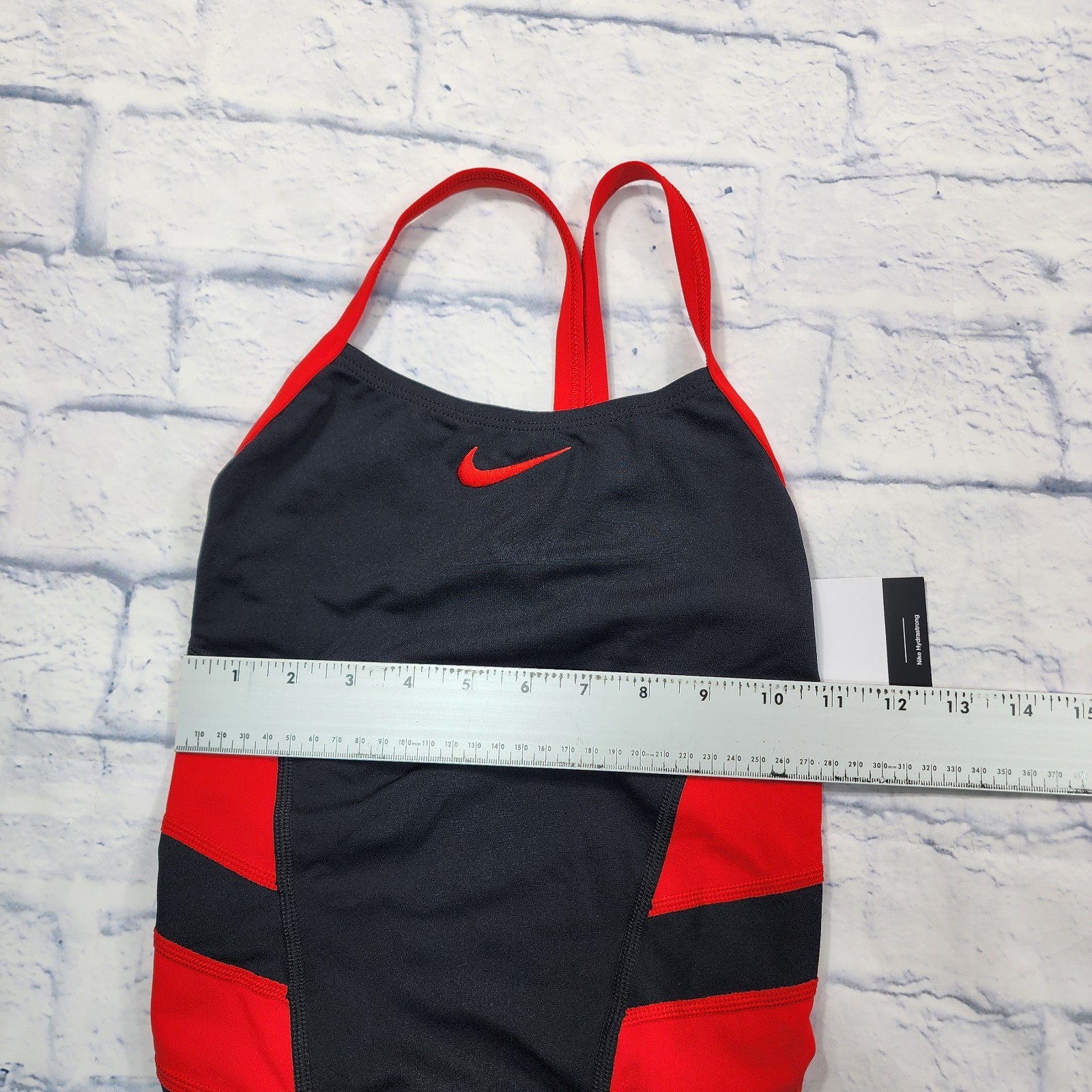 Nike Swimsuit WOMENS SIZE 30 Vex Racerback One Piece Colorblock Black Red Swim