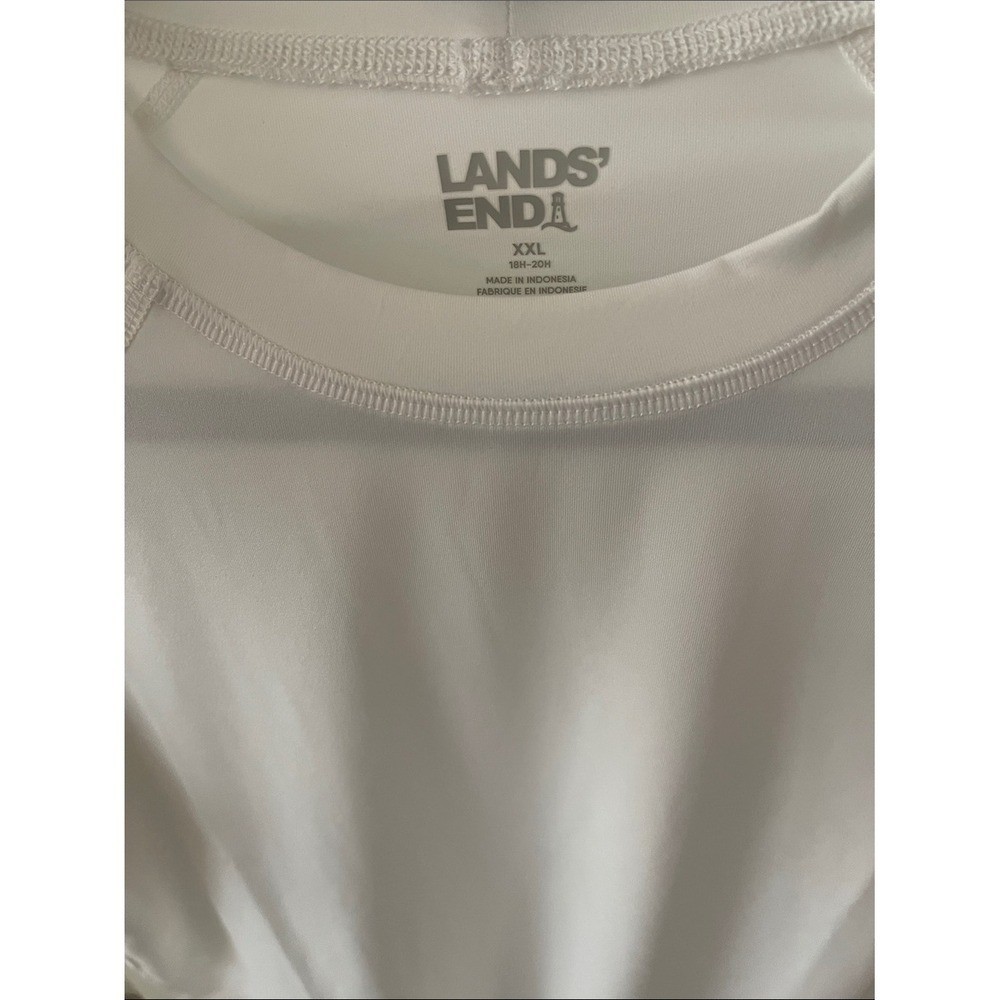 Lands’ End Women’s White Rash Guard XXL NWT