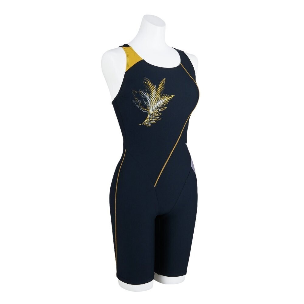 Mizuno Women’s Swim Fitness All-in-One Swimsuit Back Strap Stroke ONE Black/Gold