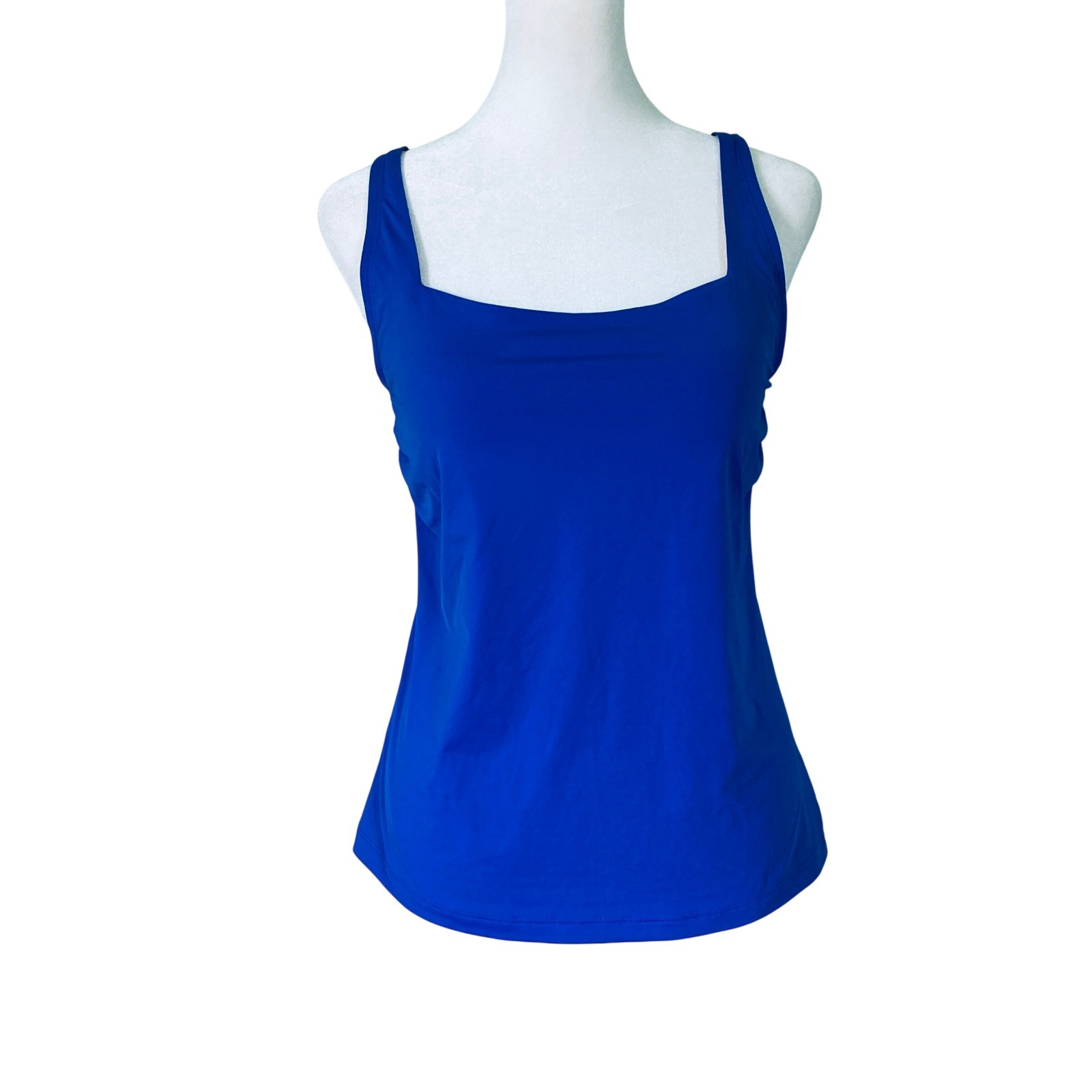 Duluth Trading AKHG Lost Lake Built-In Bra Tankini Blue UPF 50 Adjustable Size 4