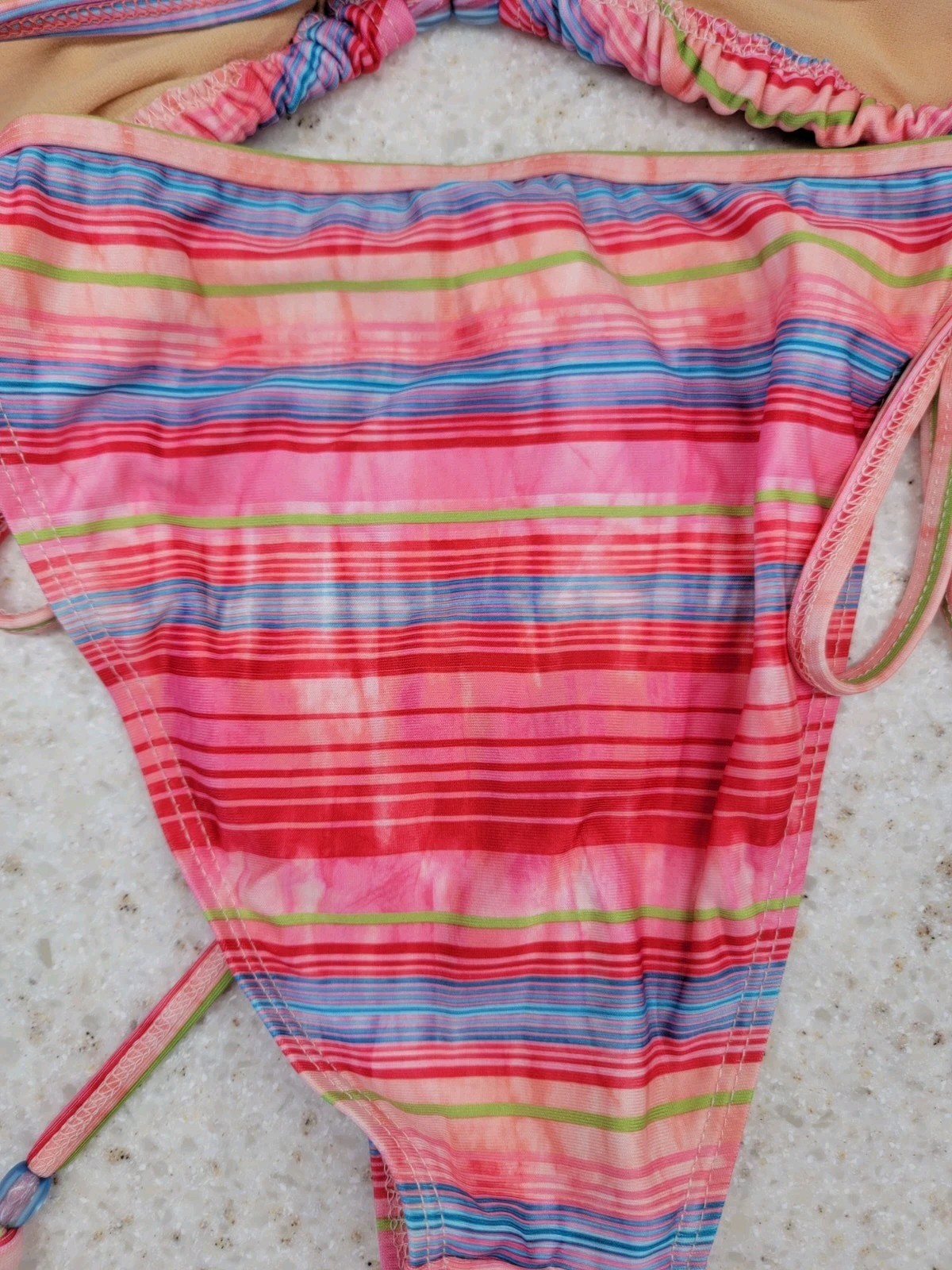 Brand NWT Pink Multi Colored Stripe Bikini Size Small