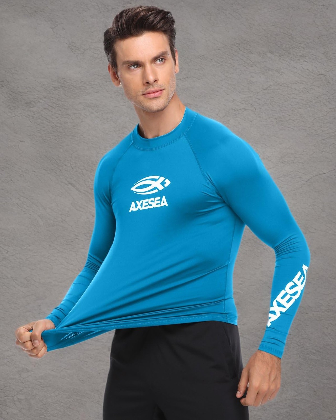 AXESEA Men Long Sleeve Rashguard UPF 50+ Rash Guard Swim Shirt Athletic Swim …