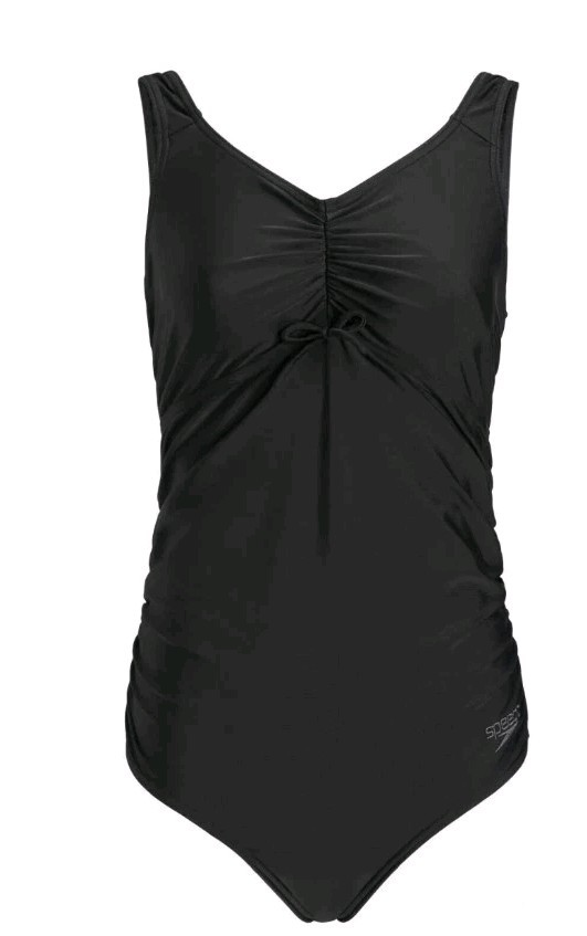 Speedo Maternity Swimwear Black One Piece Swimsuit U Back Womens Size S 32