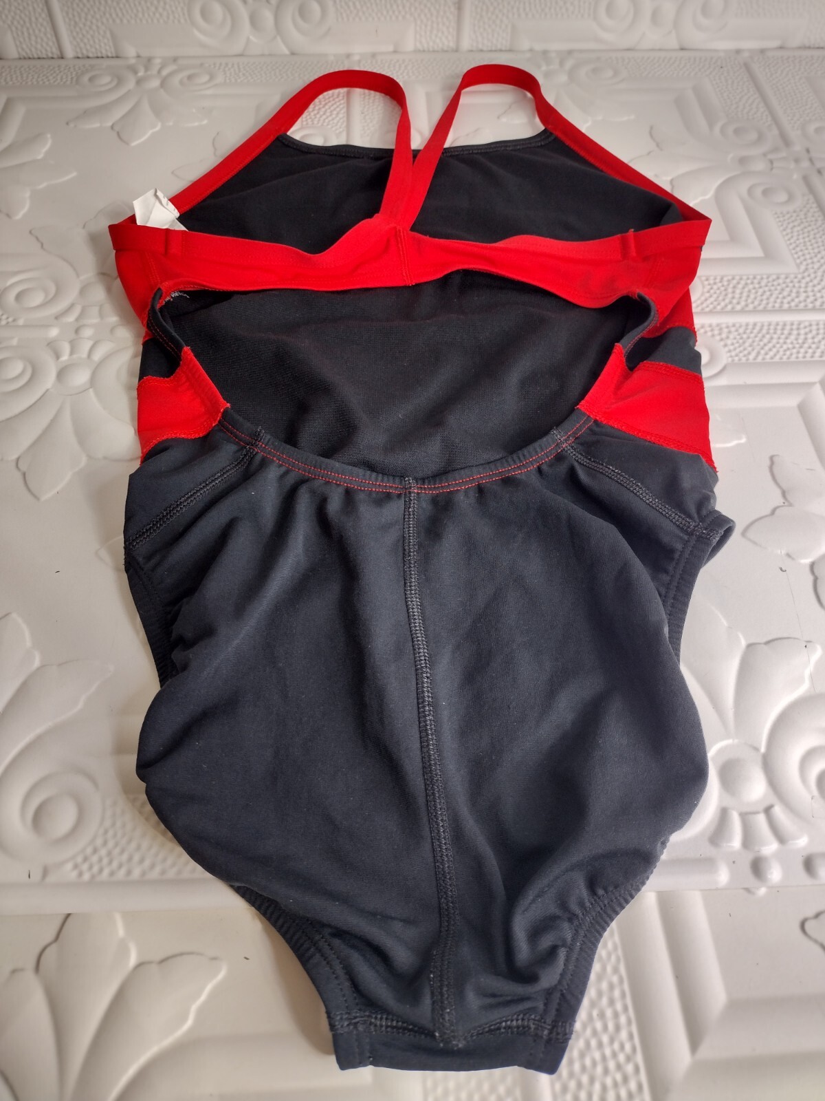 Nike Swimsuit Vex Racerback One Piece Colorblock Black Red Women’s Sz 32/6