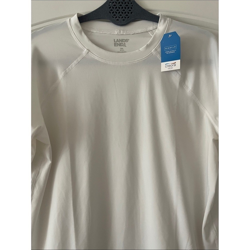 Lands’ End Women’s White Rash Guard XXL NWT