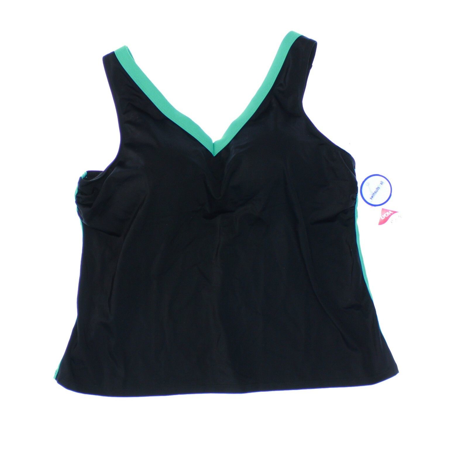 NWT – SWIMSUITS FOR ALL Women’s V-NECK Black TANKINI TOP – 16