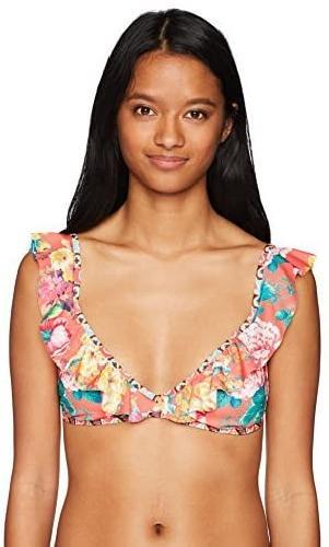 Hobie Women’s Petal Pusher Triangle Bra Hot Coral Bikini Top