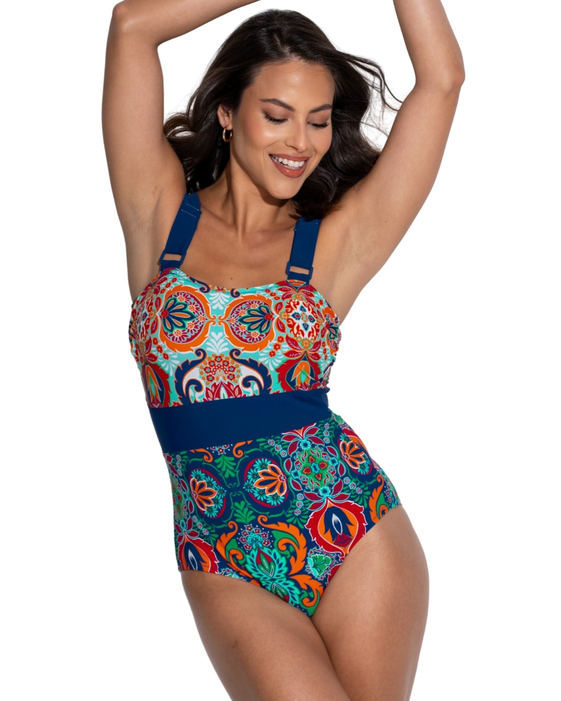 Pour Moi Colour Block Swimsuit Control Wirefree Swimming Costume 1415R