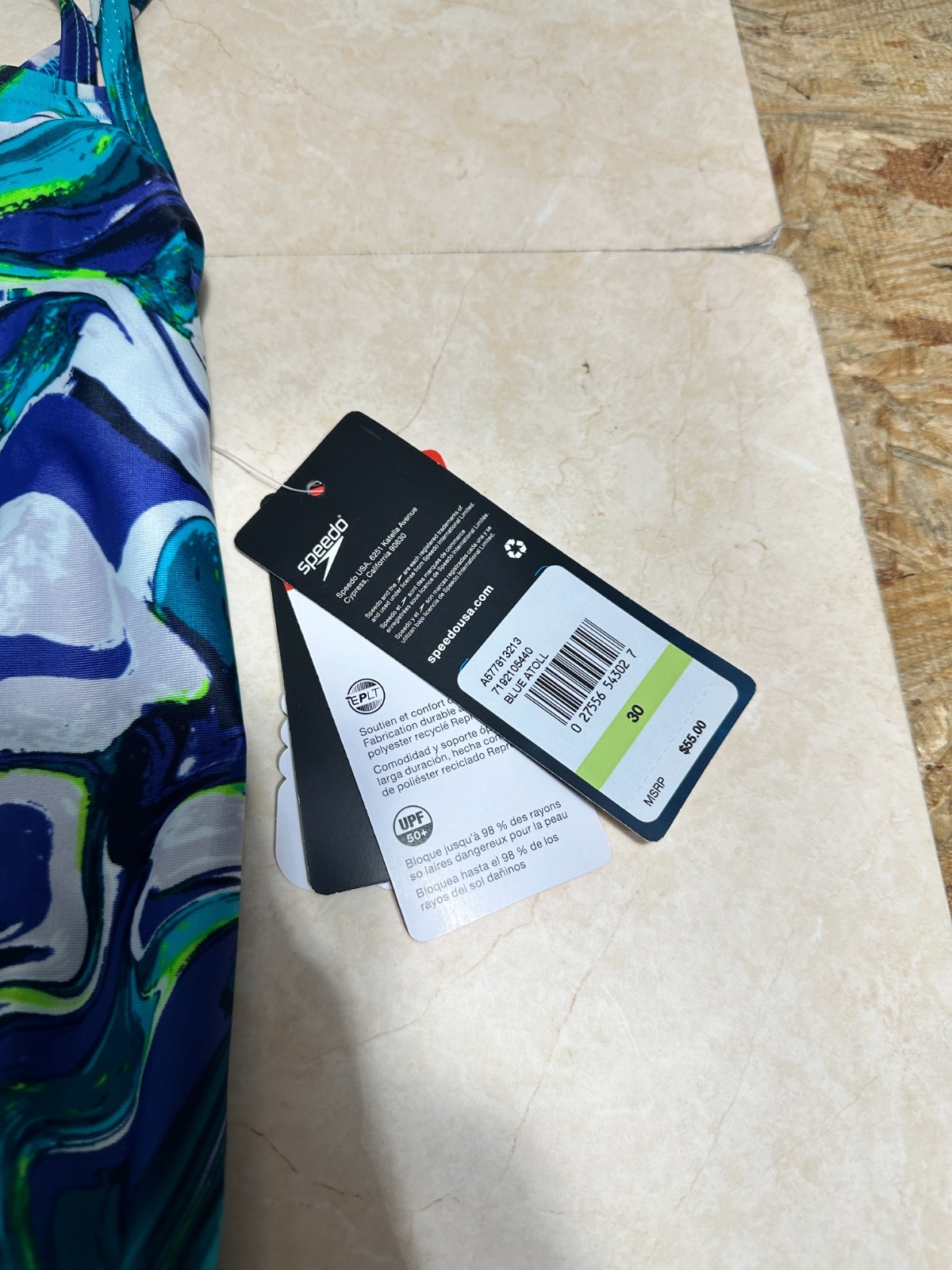 Speedo Women’s Standard Swimsuit One Piece ProLT Marble Blue Atoll 30 NWT’s.
