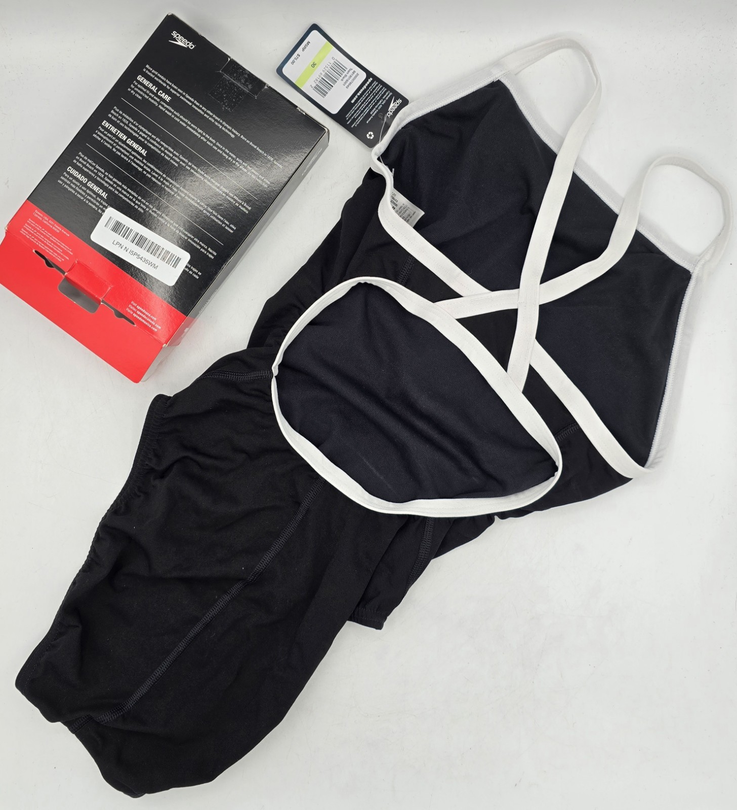 NWT Speedo Women’s One Piece ProLT Flyback Swimsuit – Black/White – Size 30