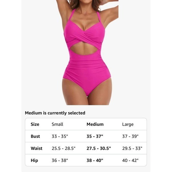 Eomenie Women’s One Piece Swimsuits Tummy Control Cutout High Waisted Pink M