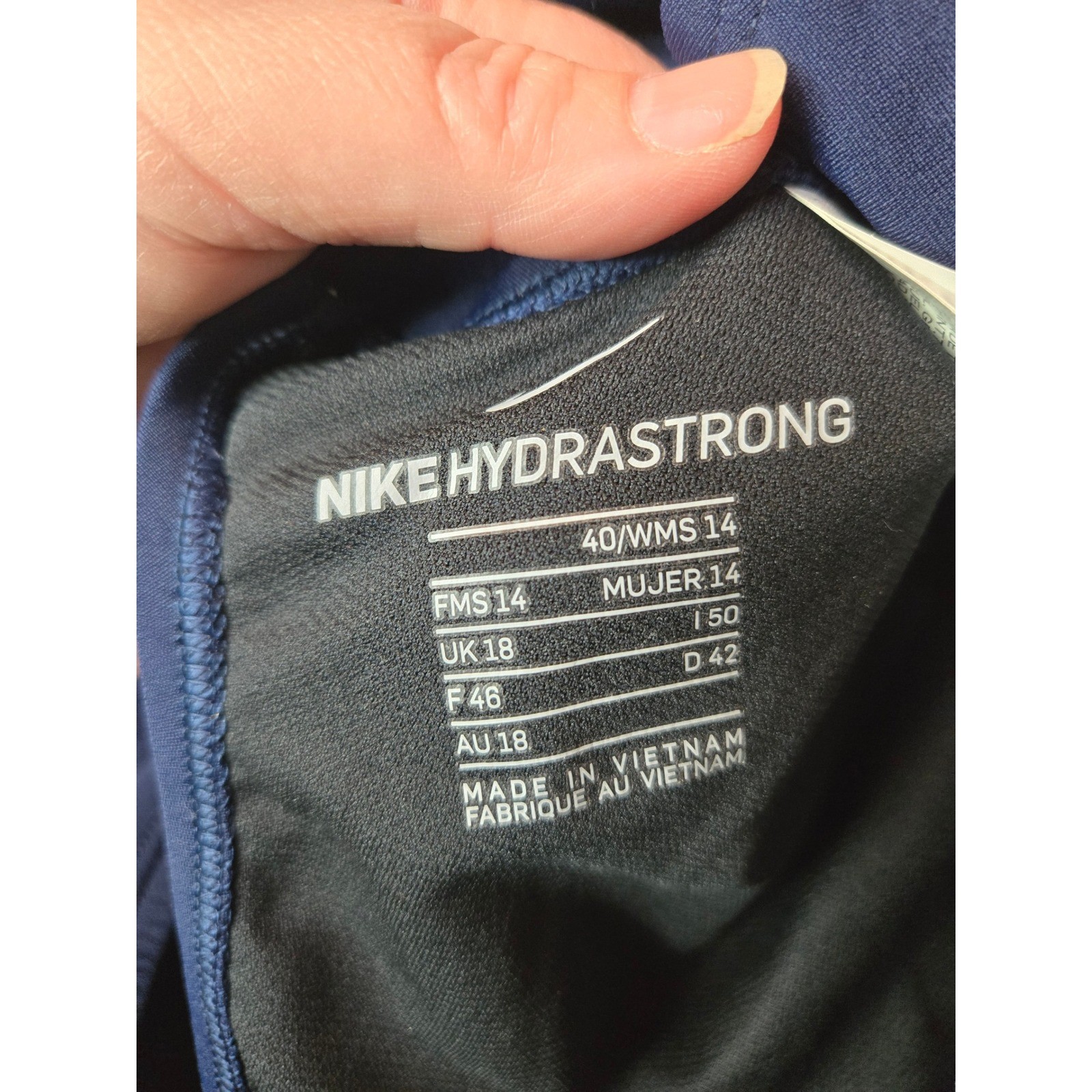 Nike HydraStrong One Piece Swimsuit Navy Blue Racerback NESSA001 Womens 14 40