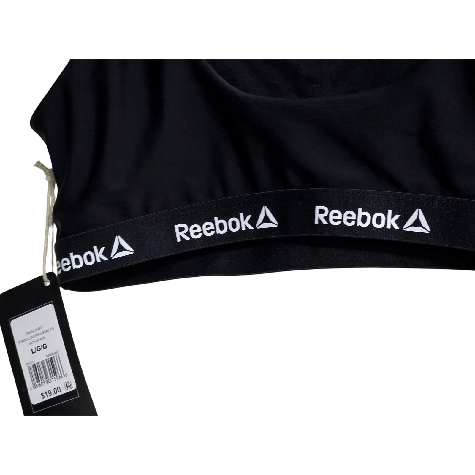Reebok Black Sports Bra Low Impact Swim Fitness Gym Workout Athleisure