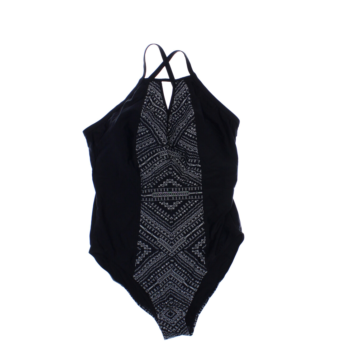 NWT – SWIMSUITS FOR ALL Women’s AZTEC Black ONE-PIECE SWIMSUIT – 22