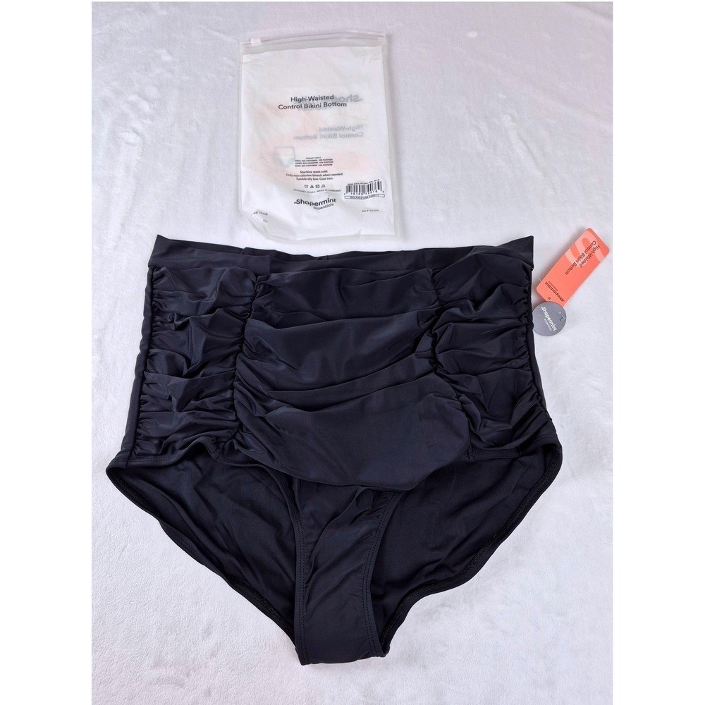 Shapermint Essentials High-Waisted Control Bikini Bottom Black Women 4XL Ruched