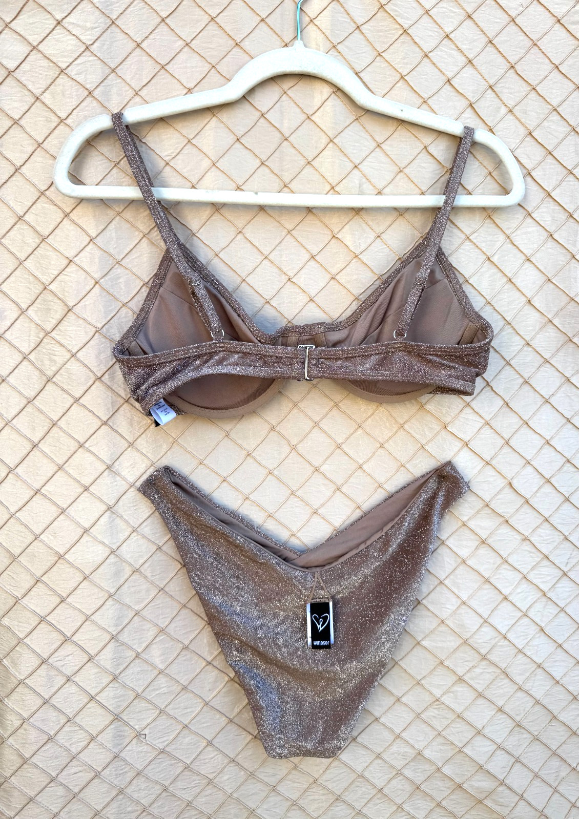 Windsor Women’s Glitter Tan Bikini 2pc. Swimsuit (Top Size M W/ Small Bottom)