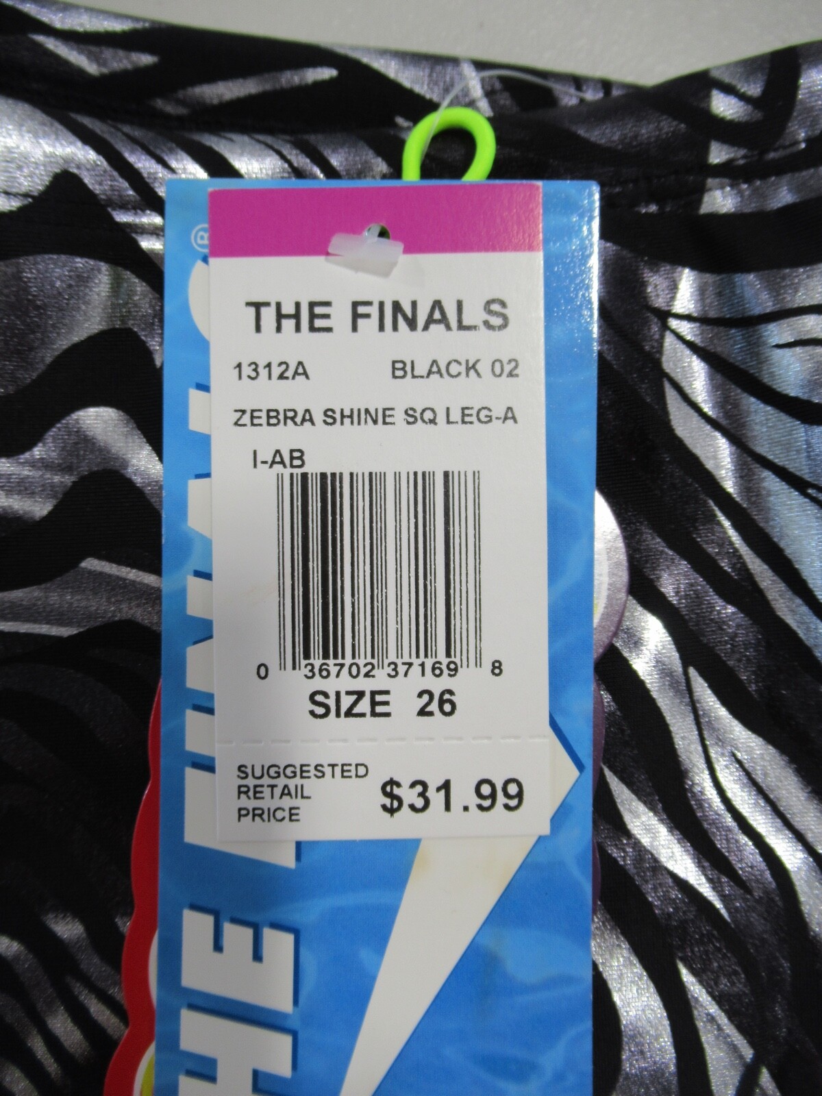 TYR The Finals Zebra Shine SQ Size 26 Black *NWT*