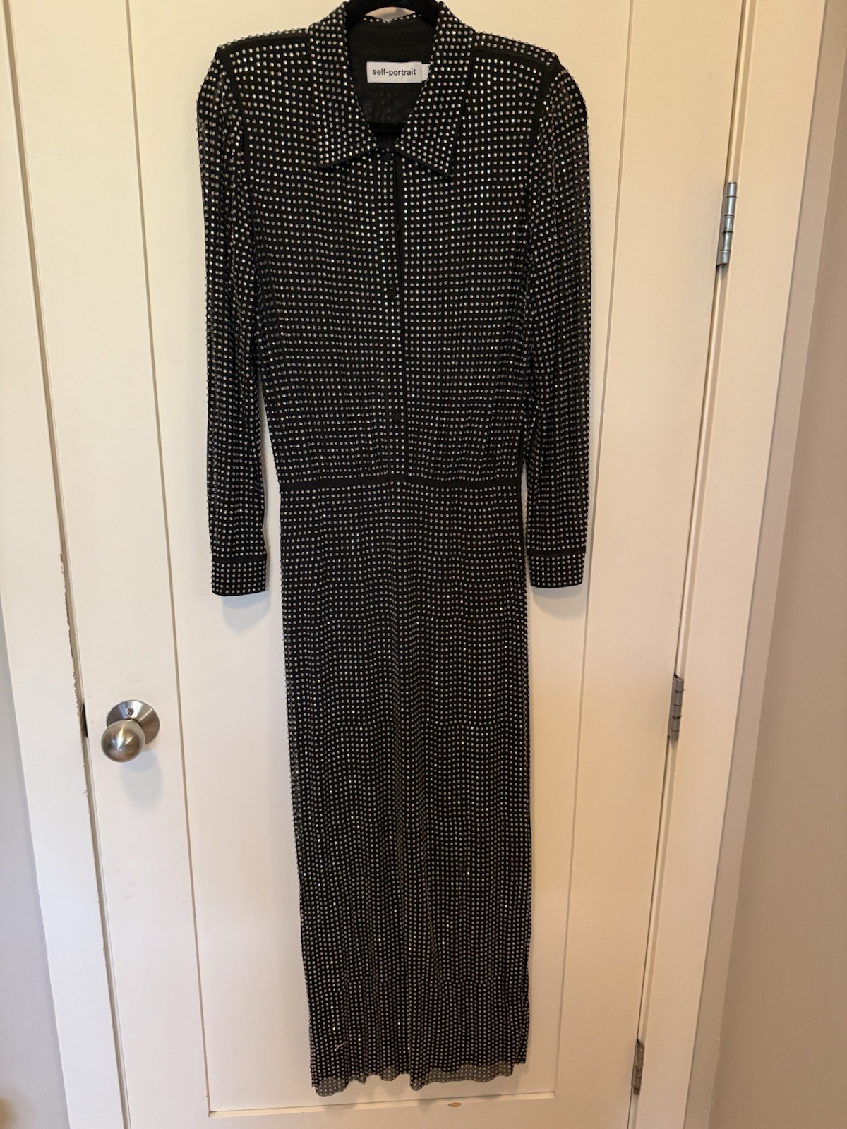 NWOT Self-Portrait Crystal-embellished mesh maxi dress UK 10/ US 6 $750