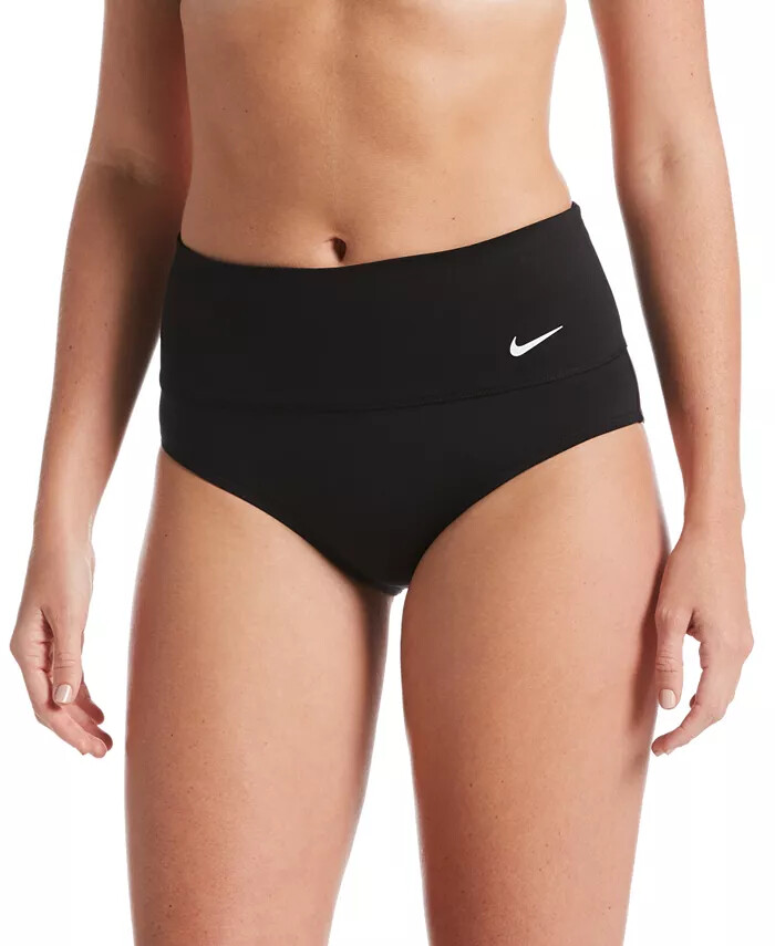 Nike Swim Women’s Essential High Waisted banded Bikini Bottom Black NESSA215 M