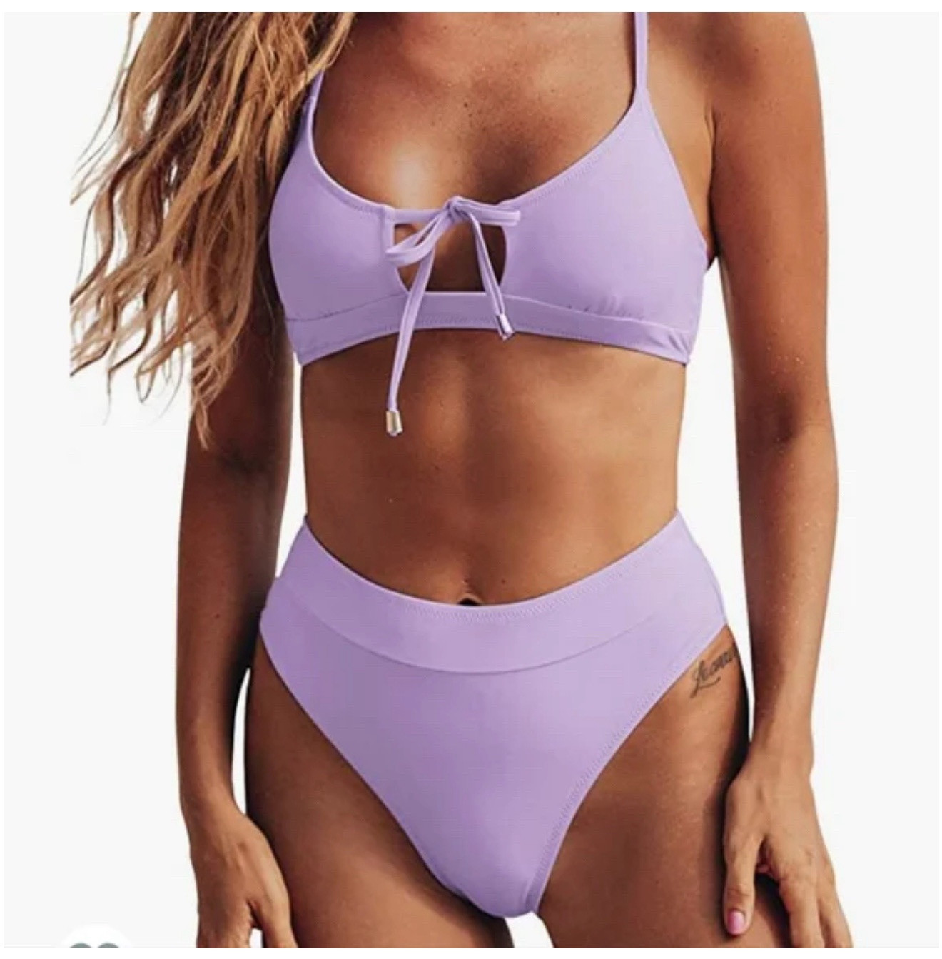 CUPSHE Women’s Lavender High Waisted Bikini 2Pcs Set Size Large