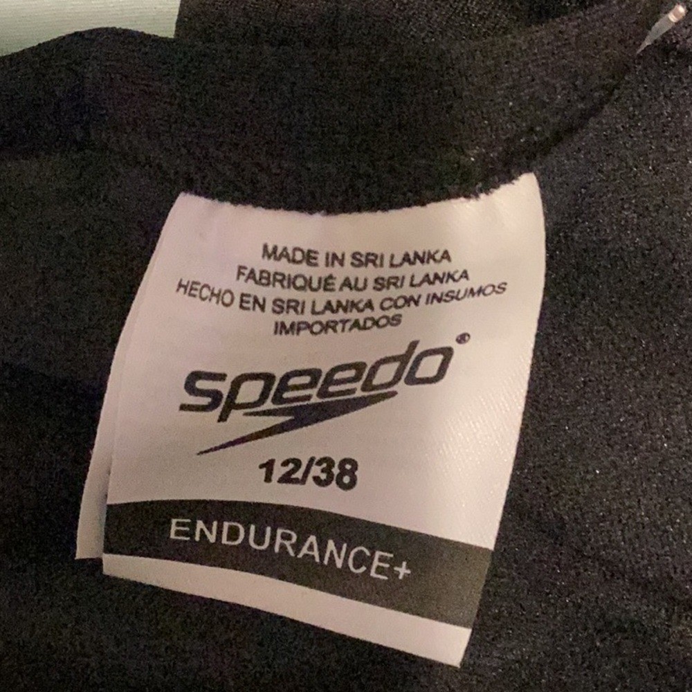 NWT Speedo Endurance+ Solid Flyback Training Size 12/38 Swimsuit Team Black