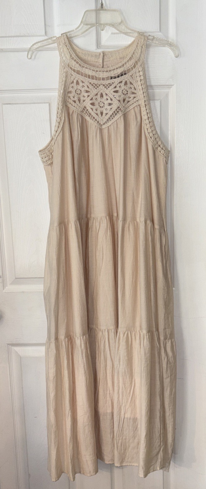 BTFBM Summer Halter Beige/Apricot Hollow Out Sleeveless W/pockets Sz XL (16/18)