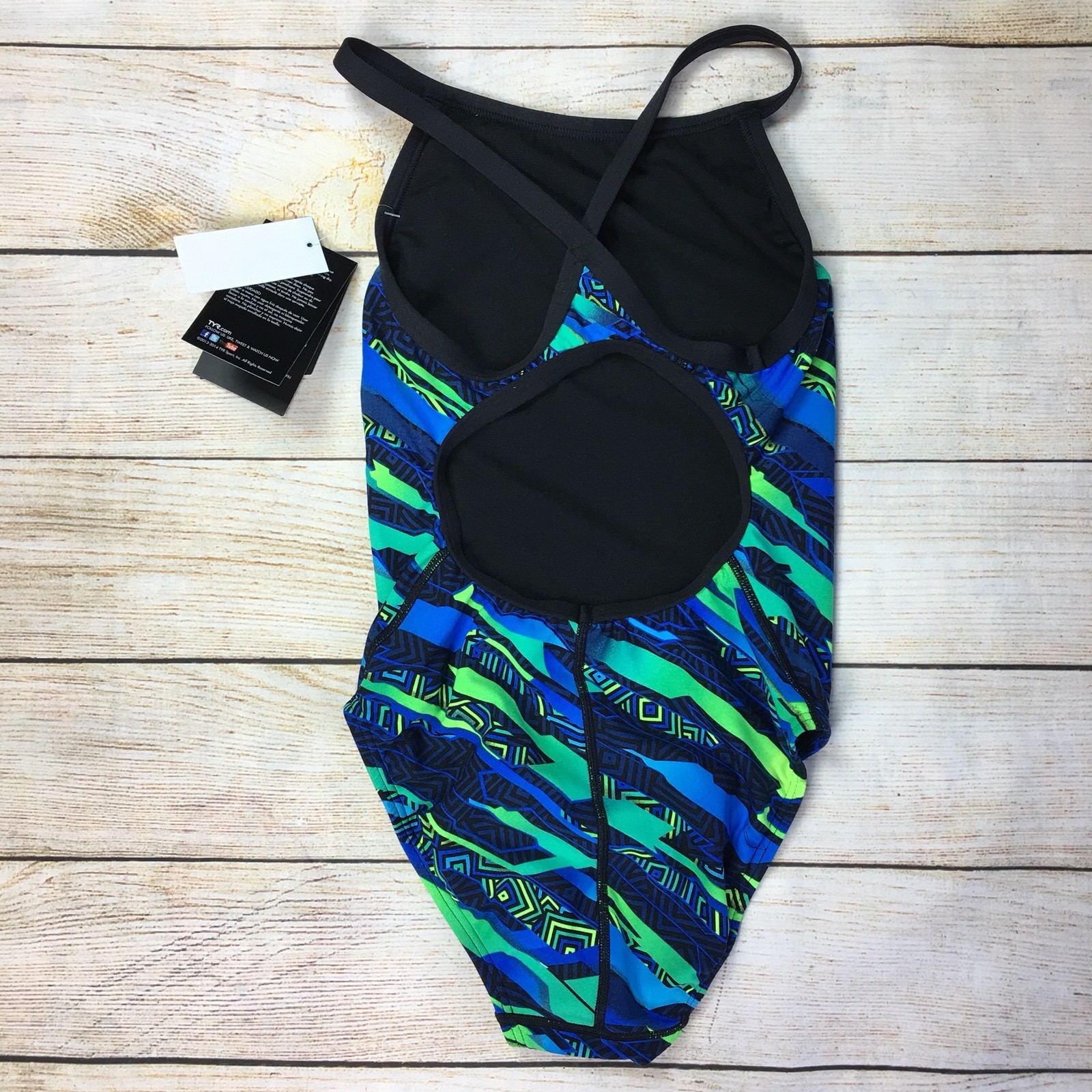 TYR Womens Ardent Diamondfit One Piece Performance Blue/Green Swimsuit 30 XS 0-2