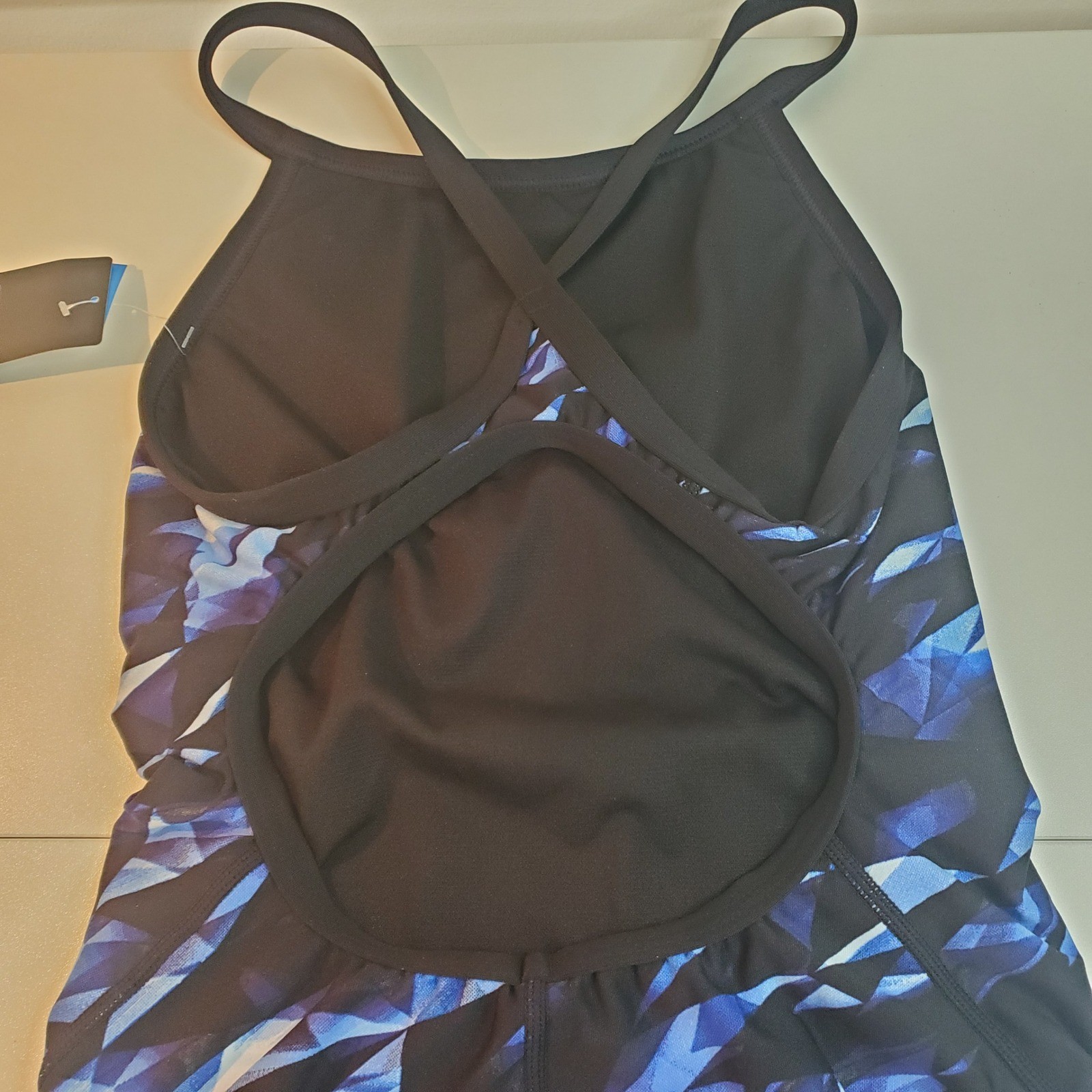 TYR Durafast Elite Diamondfit One Piece Swimsuit Blue Black Geometric Size 30 S