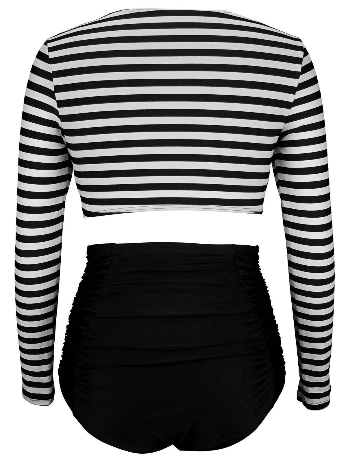 COCOSHIP Women’s Long Sleeve Swim Shirt Rash Guard Top Tankinis Set High Wais…