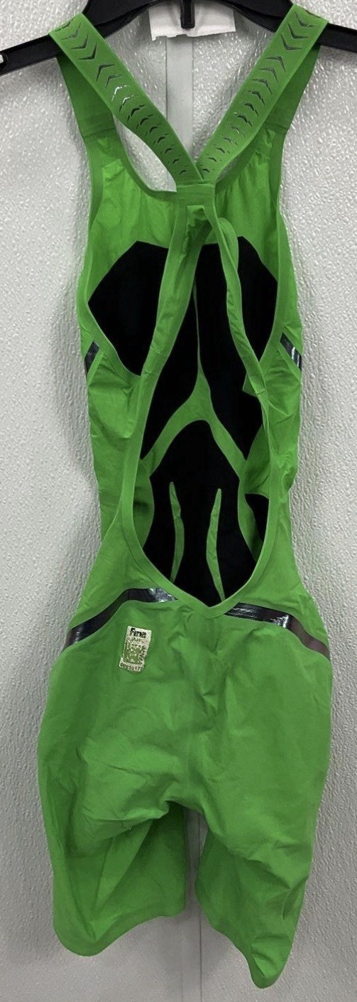 Speedo Women’s Lzr Racer X Open Back Kneeskin Swimsuit Bright Green Sz 22