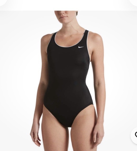 Nike Women’s XL Swimsuit Solid Powerback One Piece Black White Size MSRP $88 070