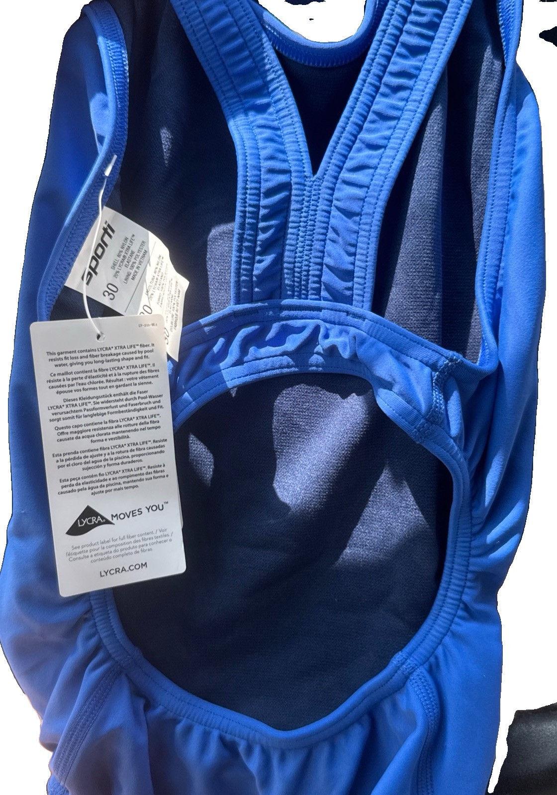 NEW Sporti Royal Blue One Piece Swimsuit Sz 30 Swim Practice/ Competition Suit