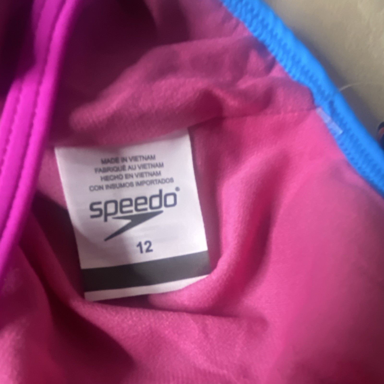 Speedo Cross Back One Piece Competitive Swimwear Navy Pink Blue Size 12