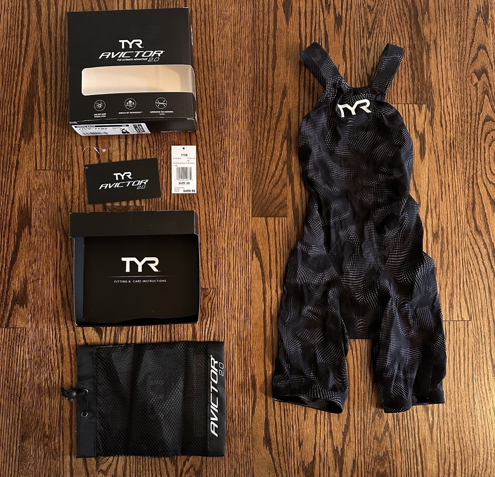 TYR Avictor 2.0 Exolon Open Back Titanium Swim Techsuit Kneeskin — size 20