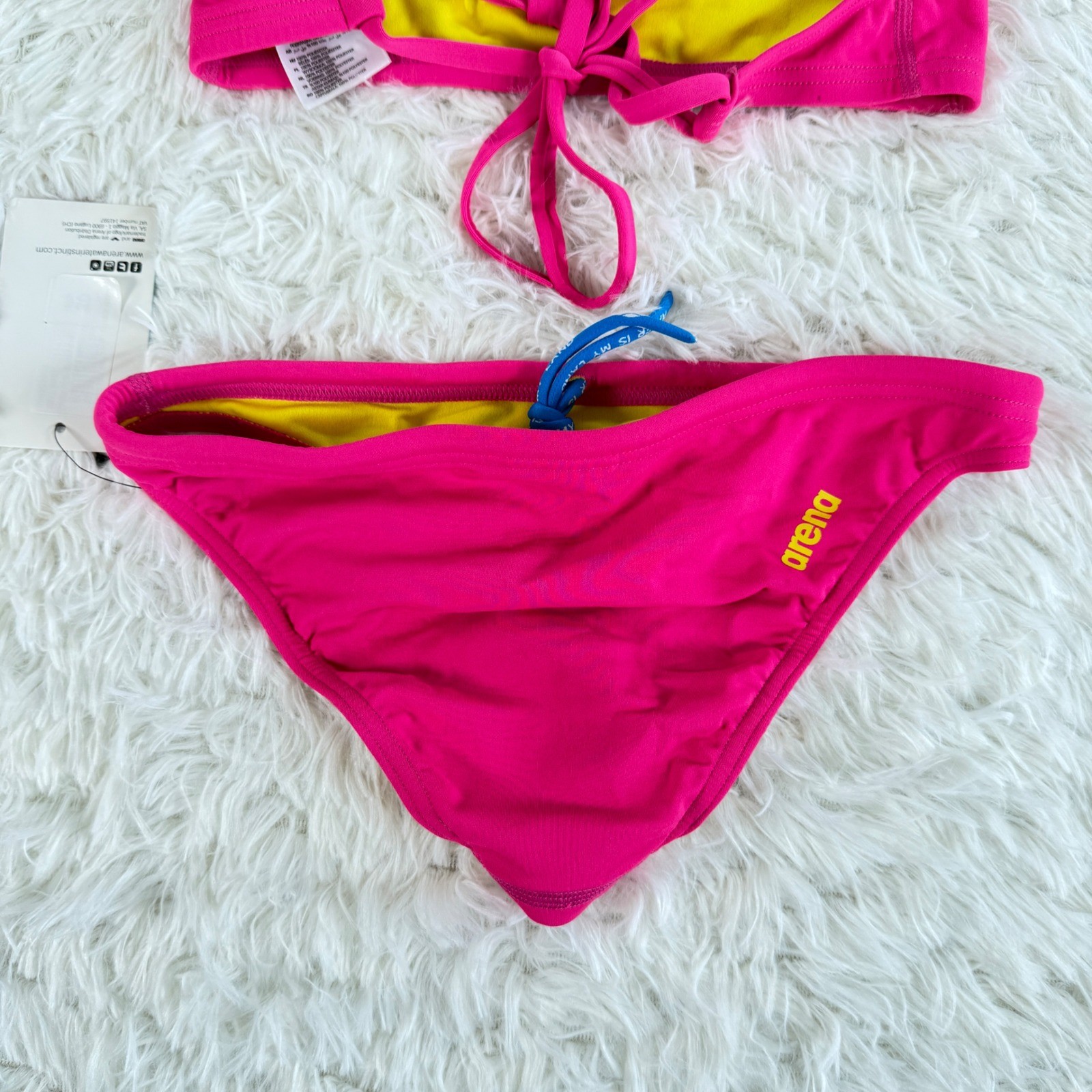 Arena Crop Tank Fresia Rose Yellow Pink Star Bikini Set XS 30 Y2K Retro Beach