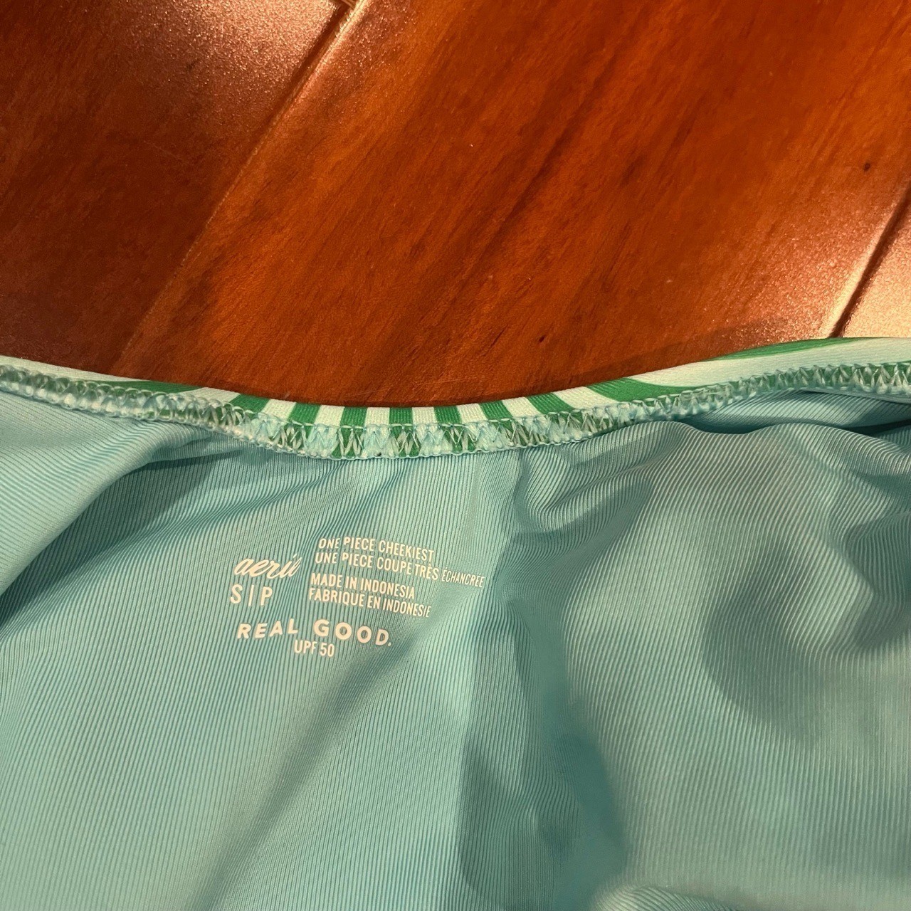 Aerie Green Swimsuit One-Piece Multi Cheekiest Colorblock Low Back New Sz Small