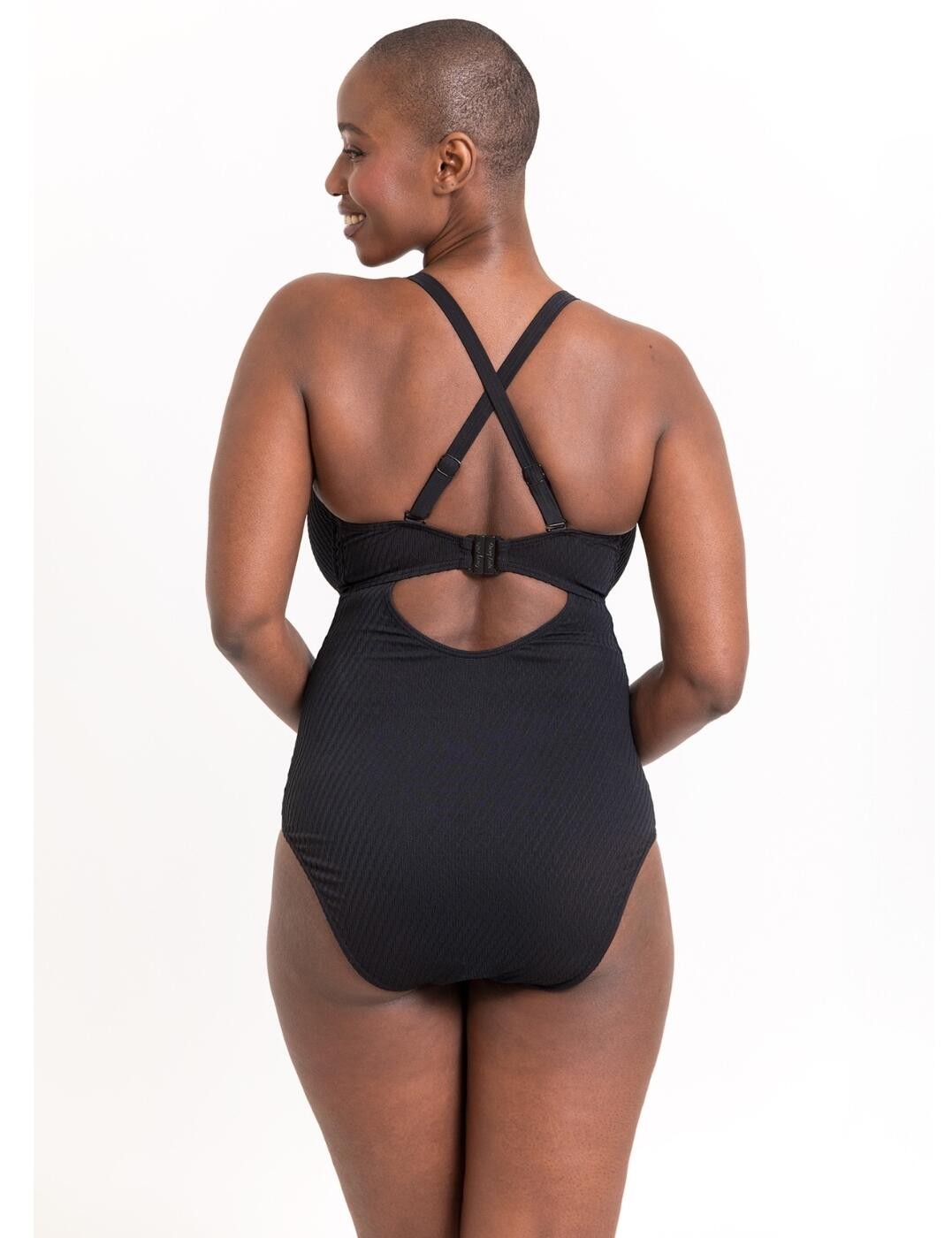 Curvy Kate Jet Set Swimsuit Plunge Wired Ribbed Swimwear Swimming Costume