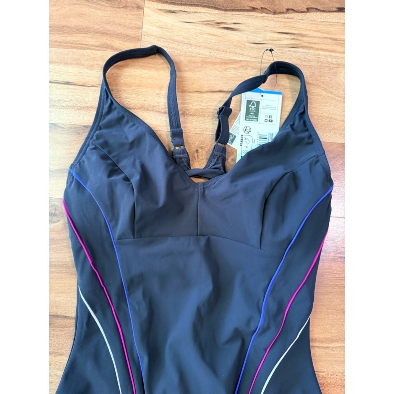 Arena SHAPEWEAR MARINA EYE BACK ONE PIECE Night Grey Bright Blue Rose Size 36
