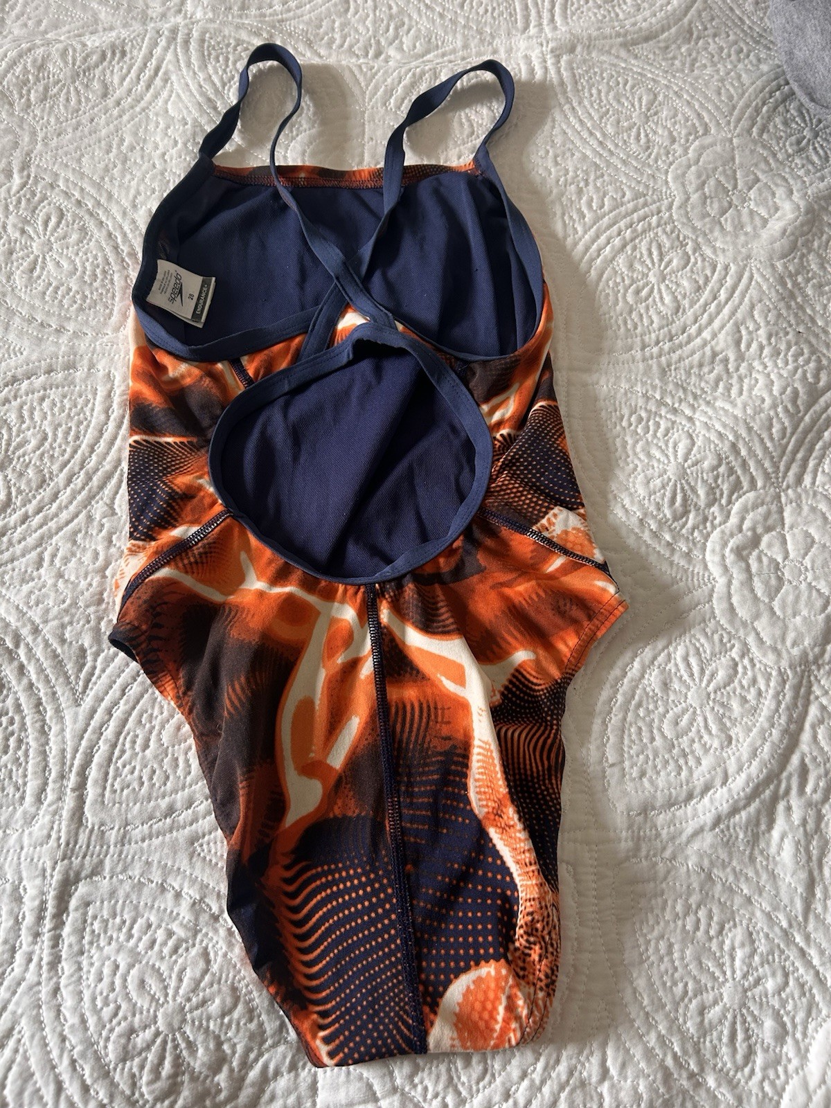 Speedo Endurance+ One Piece Competitive Training Swimsuit Size 28 Navy Orange