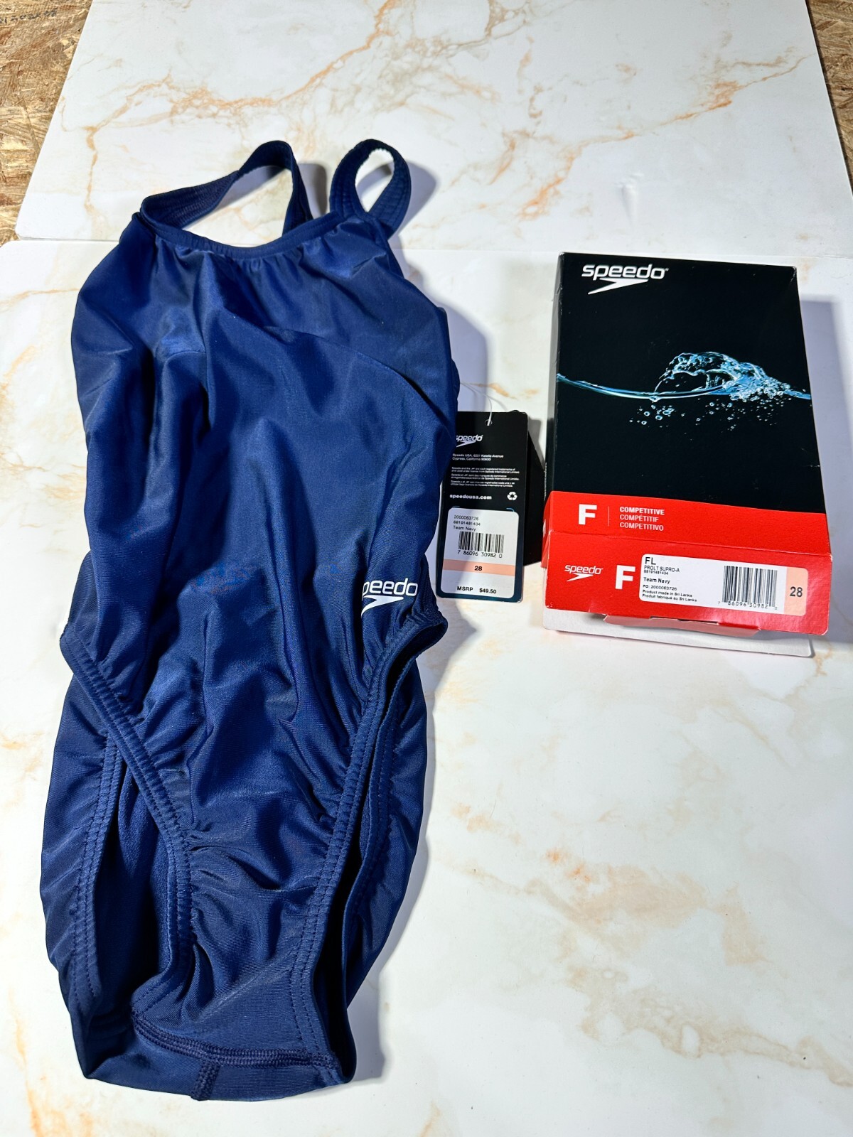 NWT Women’s Speedo Learn To Swim Pro LT Superpro Swimsuit Navy Blue Size 28
