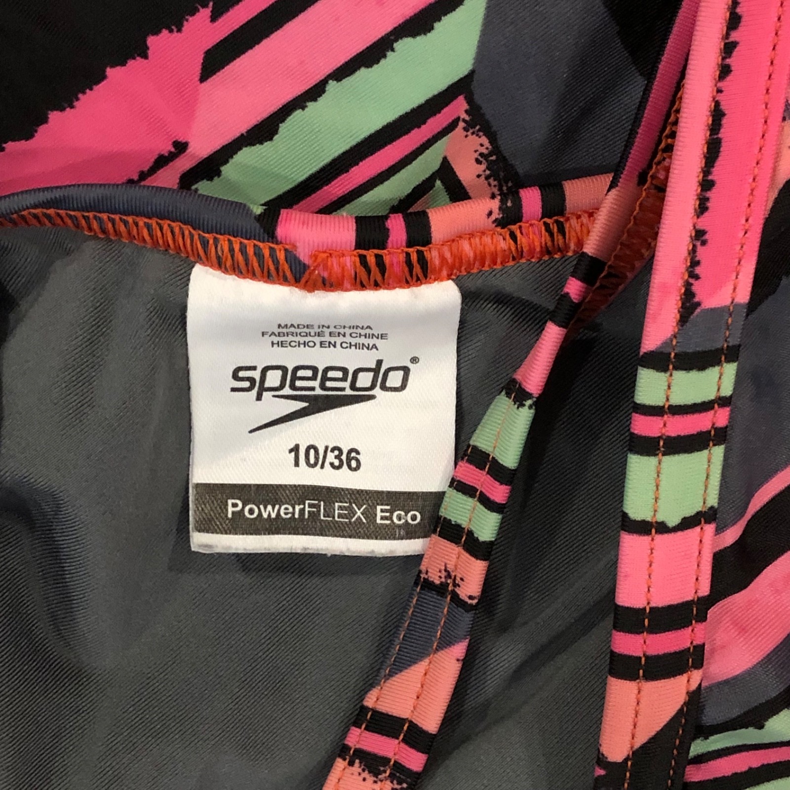 SPEEDO PowerFlex Eco Angle Free Back Sz 10/36 Pink/Black/Lime Great Condition
