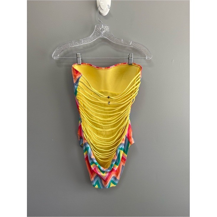 aerie Multicolor Chevron Strapless One Piece Swimsuit Size M Colorful