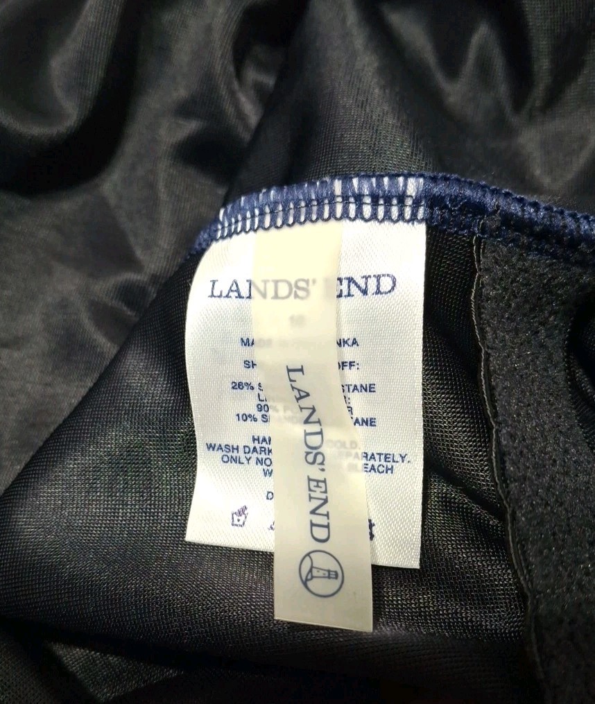 Lands End Womens Navy One Piece Swimsuit 10 M Tugless Anchor 455012 Spandex Suit