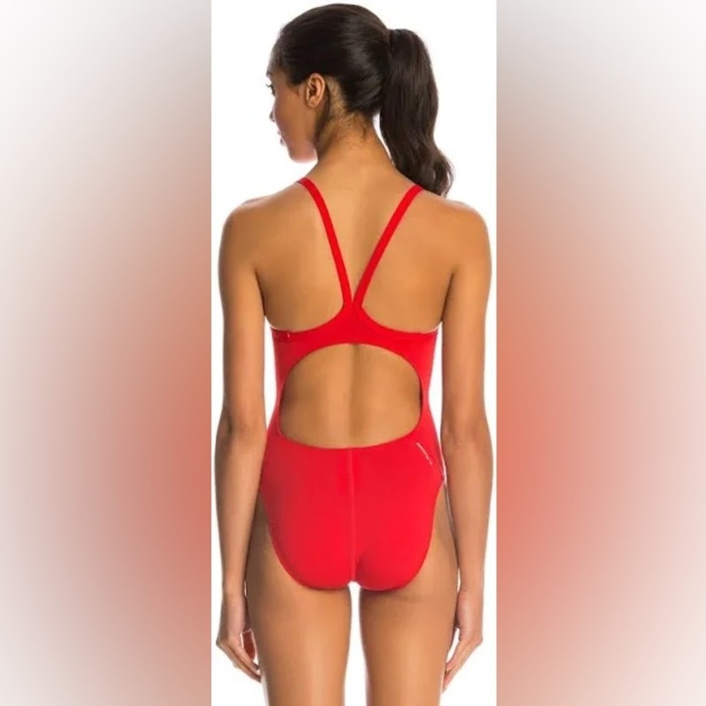 NWT ADIDAS Performance Swim Racer Back Bathing Suit Red Sz 22 XS $70