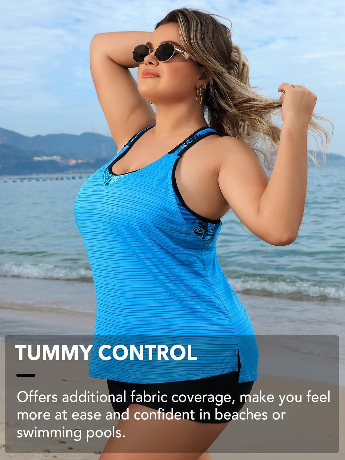 Angel season Plus Size Tankini Swimsuits Tops for Women Swim Top Only Tummy C…